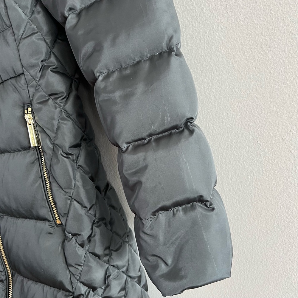 Michael Kors Women’s Puffer Quilted Coat Down Jacket Hooded Gold Zip Black Sz M - Picture 10 of 16